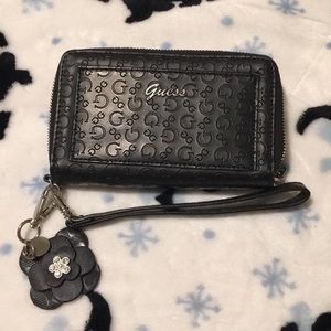 Guess black wristlet wallet